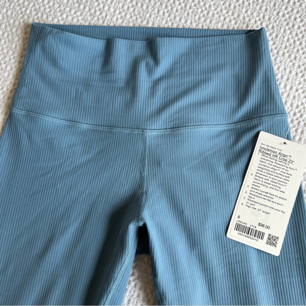 NWT lululemon Align Ribbed High-Rise Crop 23" Legging | Sz 6 | Utility Blue - Picture 5 of 6